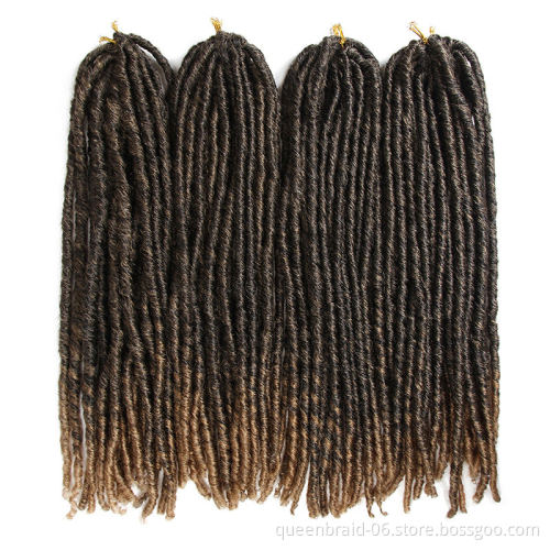 Synthetic Braiding Hair Extensions Dreadlocks Ombre Brown Color Soft Straight Faux Locs Crochet Braids Hair For Women